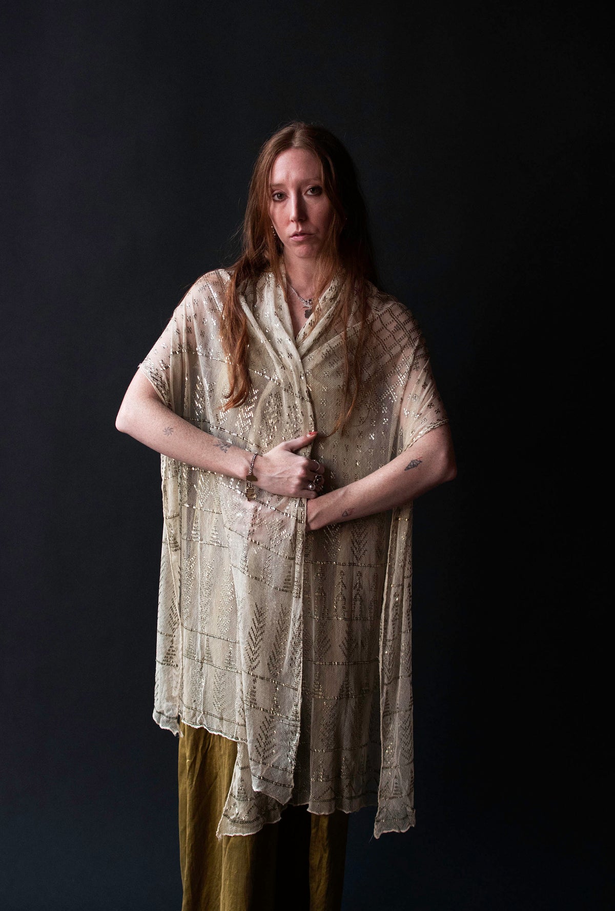 1920s Assuit Tulle bi Telli Shawl