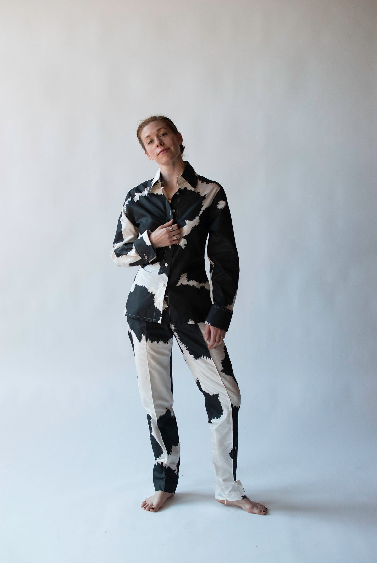 Silk Cow Print Pants Set | Gianfranco Ferré
