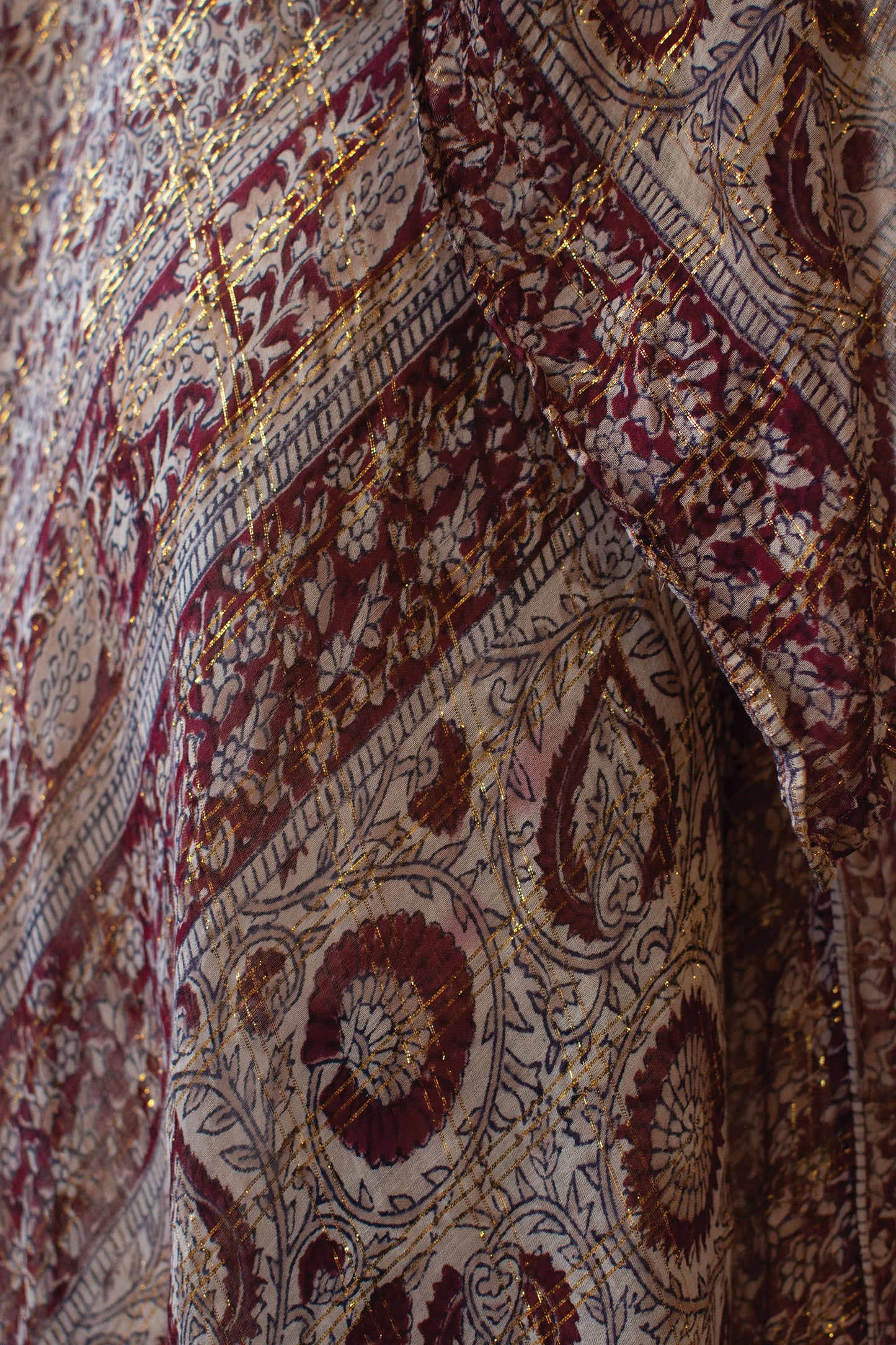 1970s Indian Gauze Lurex Caftan | Abraham and Straus