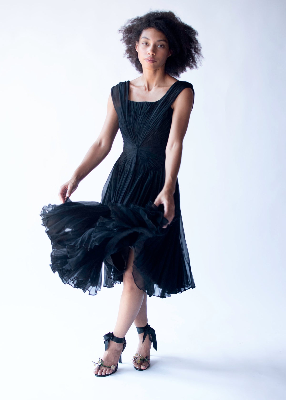 1950s Gathered Chiffon Dress | Nanty