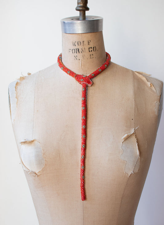 Bead Crochet Snake | Tomato Red