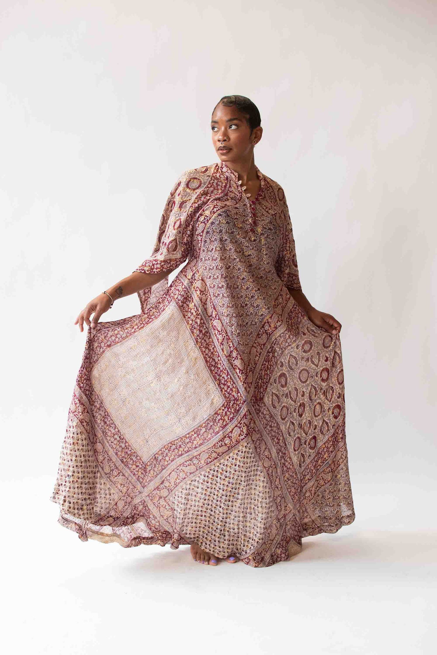 1970s Indian Gauze Lurex Caftan | Abraham and Straus