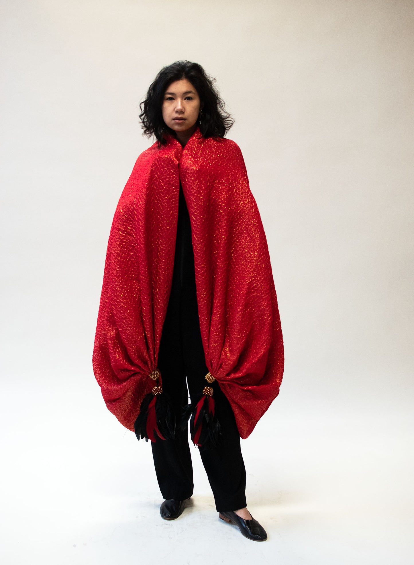 Red Lame Evening Shawl | Isabel Canovas