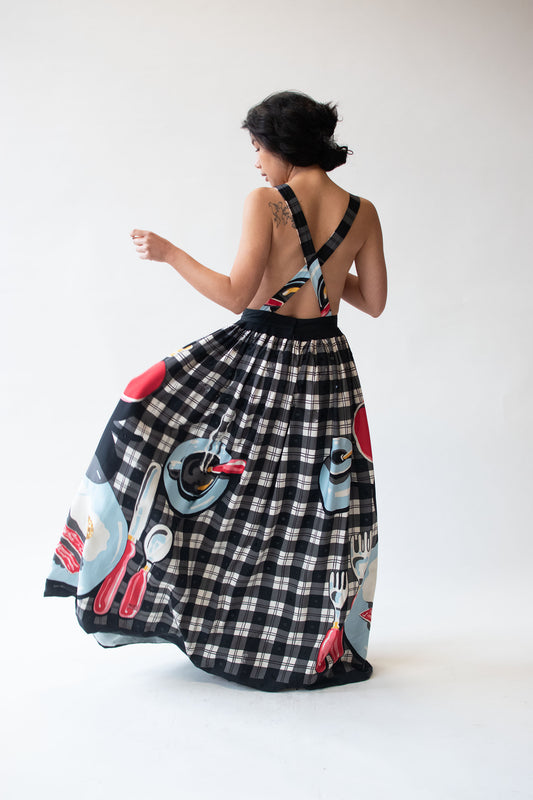 1980s Silk Breakfast Pinafore Gown | Michael Vollbracht