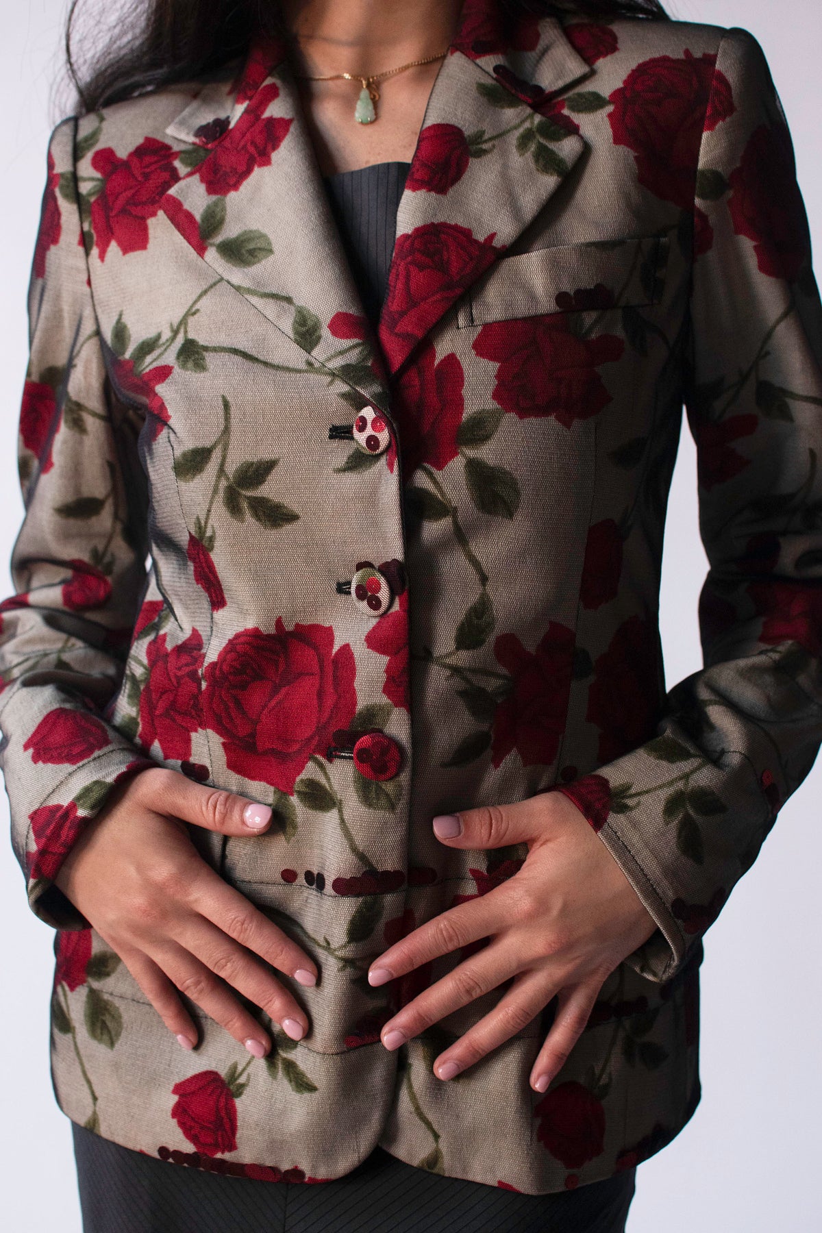 Rose Print Mesh Blazer w/ Sequins | Moschino Cheap & Chic