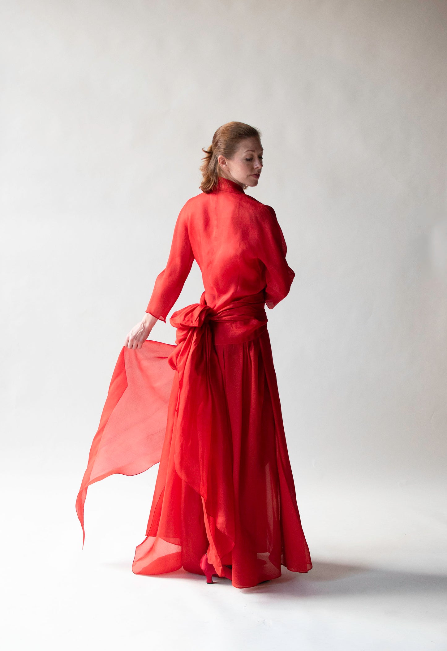 1990s Red Organza Evening Set