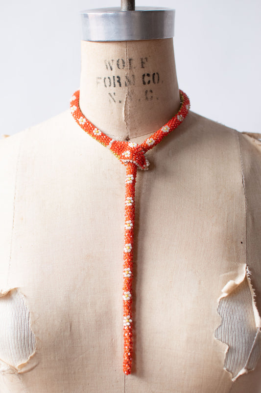 Bead Crochet Snake | Orange Flower