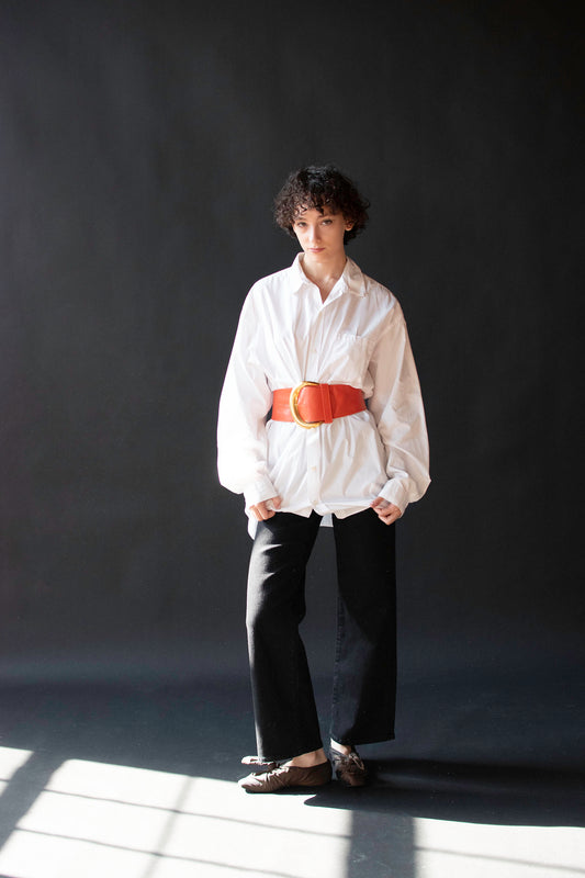 1990s Orange Leather Belt | Donna Karan