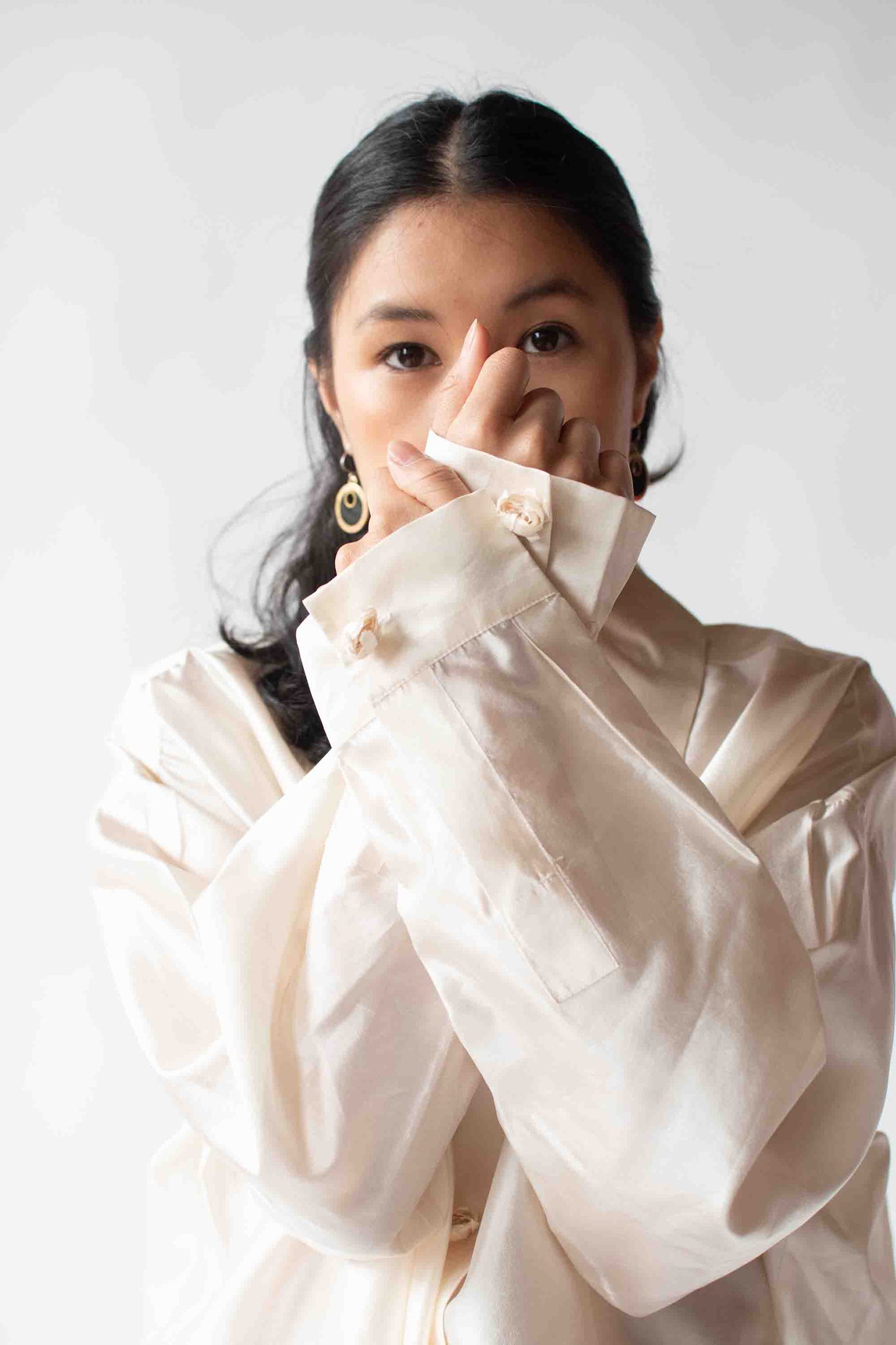 1990s Cream Silk Shirt | Romeo Gigli for Callaghan 1995