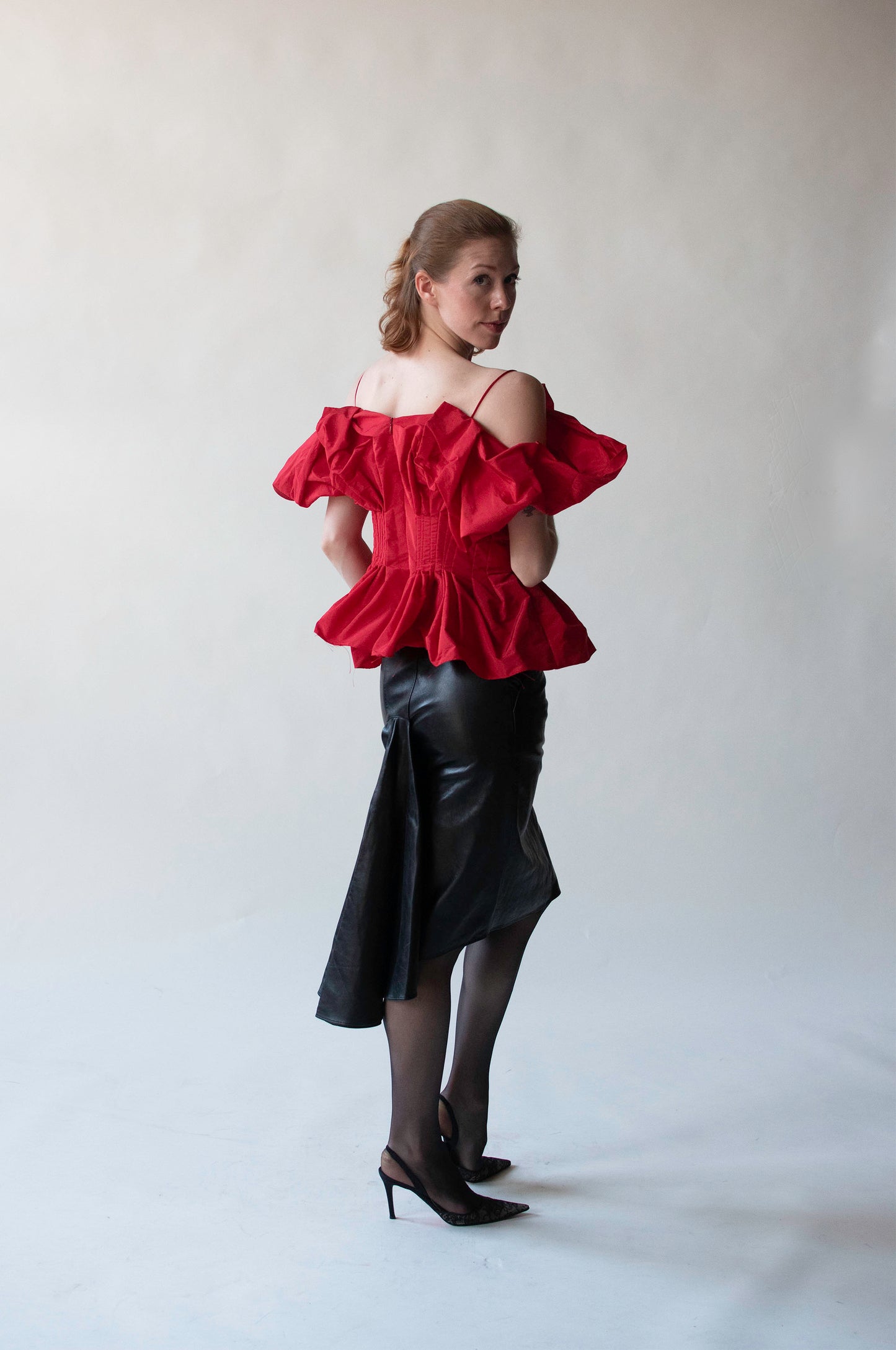 1980s Black Leather Skirt | Claude Montana