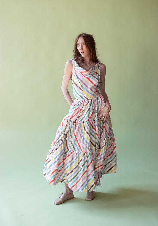 1940s Rainbow Striped Cotton Dress | McMullen