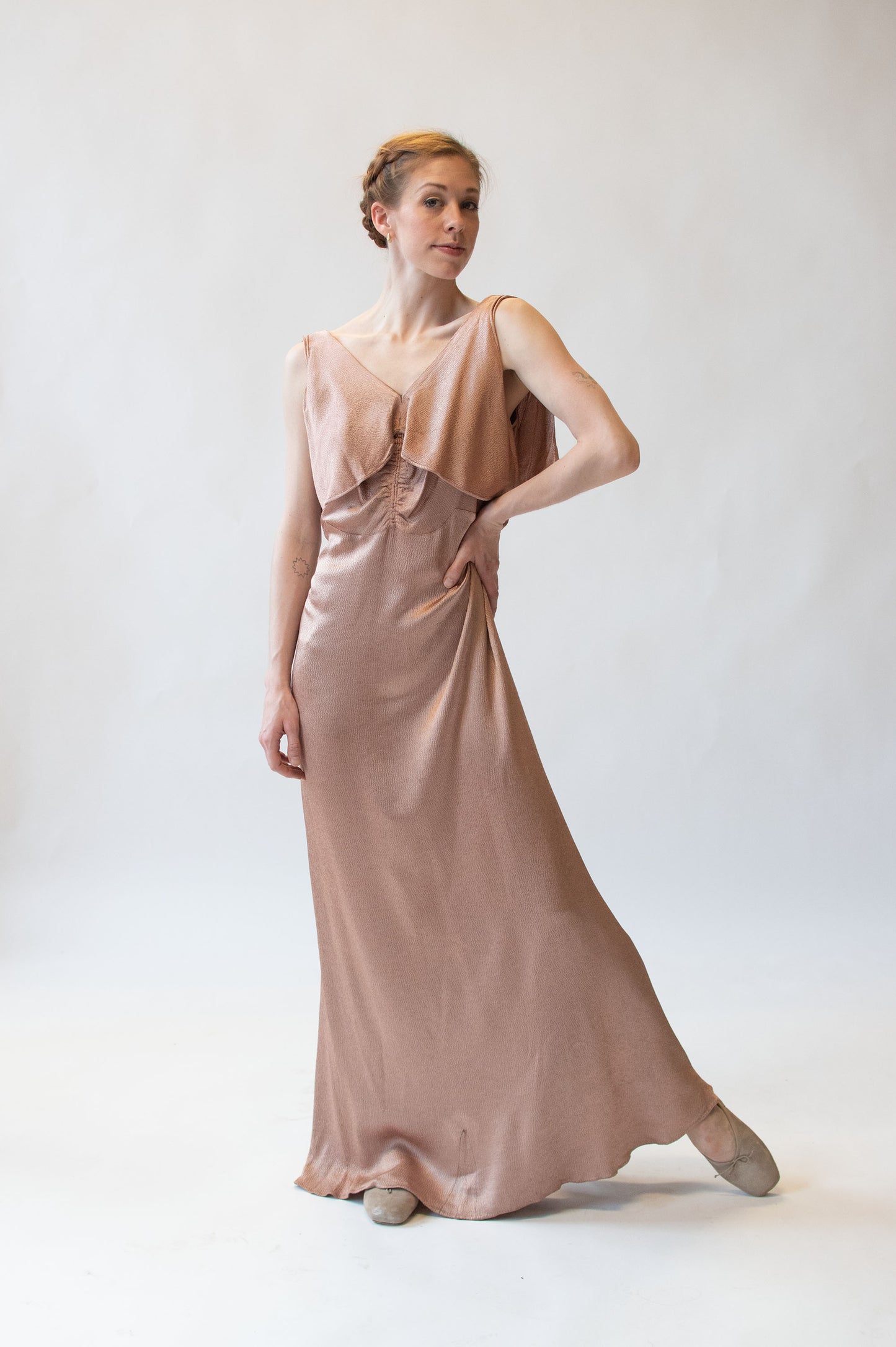 1930s Hammered Satin Gown