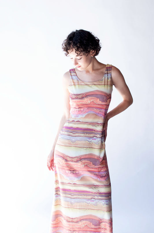 1970s Abstract Print Dress | R & K Originals