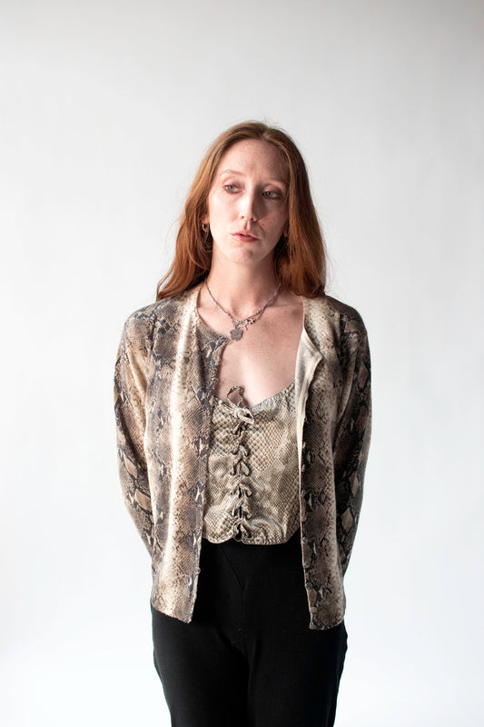 Cashmere Snakeskin print Cardigan | John Galliano
