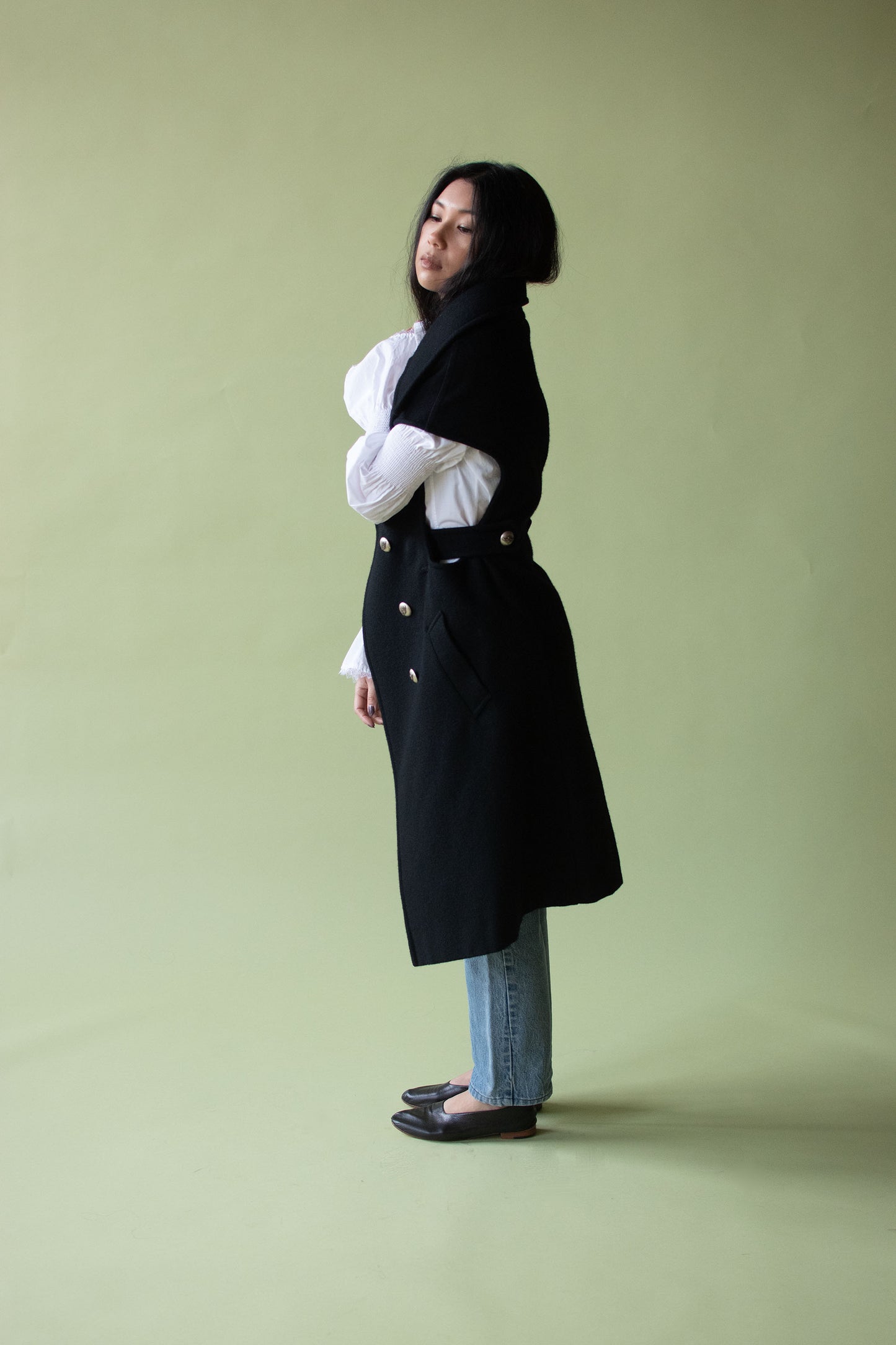 Black Wool Vest | Y's Red Label