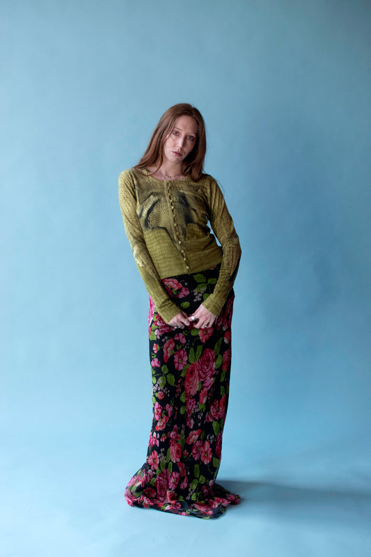 Alligator Print Cashmere Cardigan | John Galliano