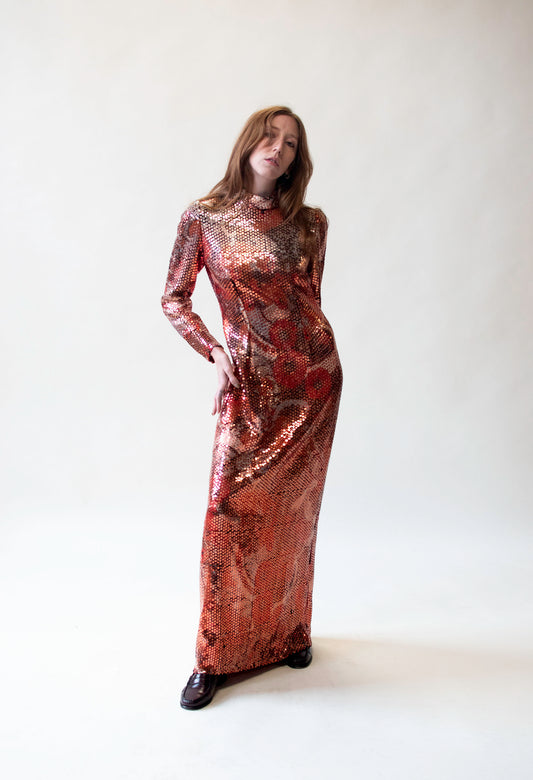 1970s Red Sequin dress