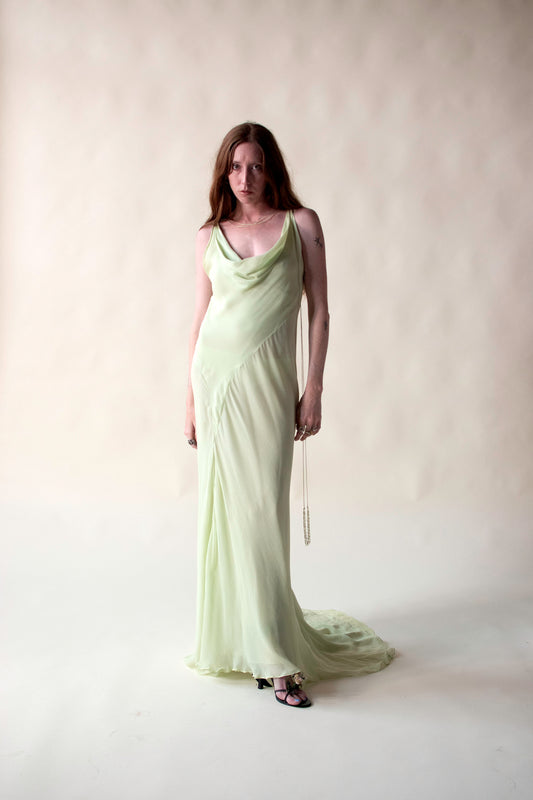 Celery Chiffon Gown | Krizia SS 2005