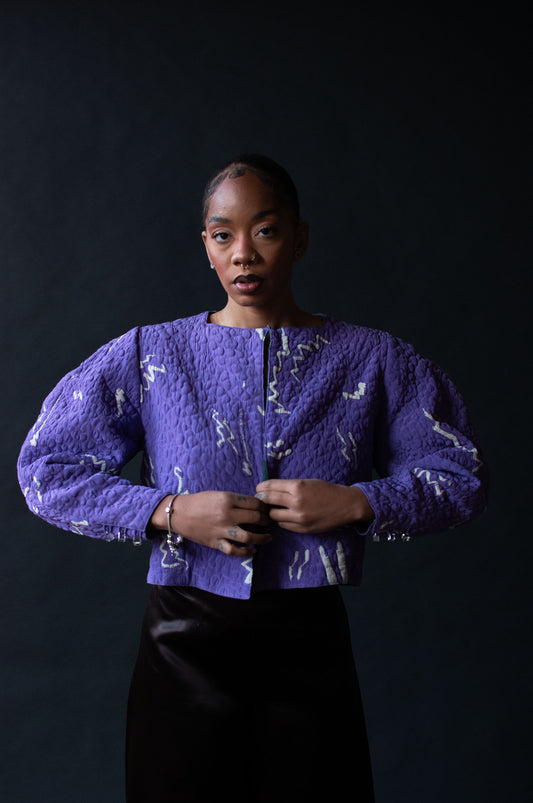 Purple Quilted Silk Coat | Michael Vollbracht