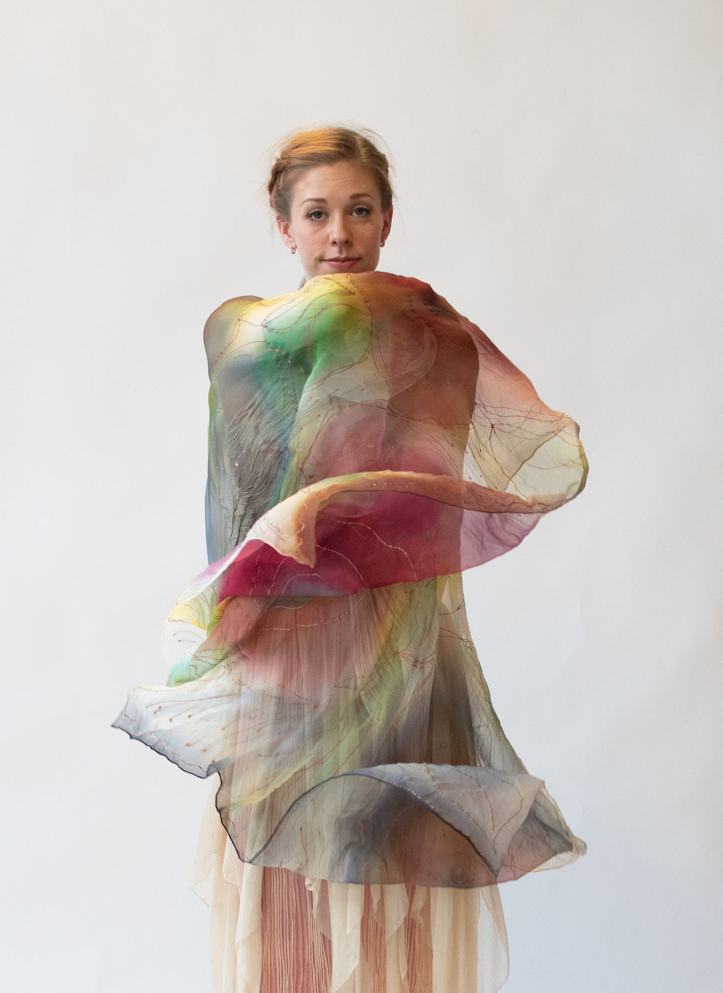 Hand painted chiffon scarf