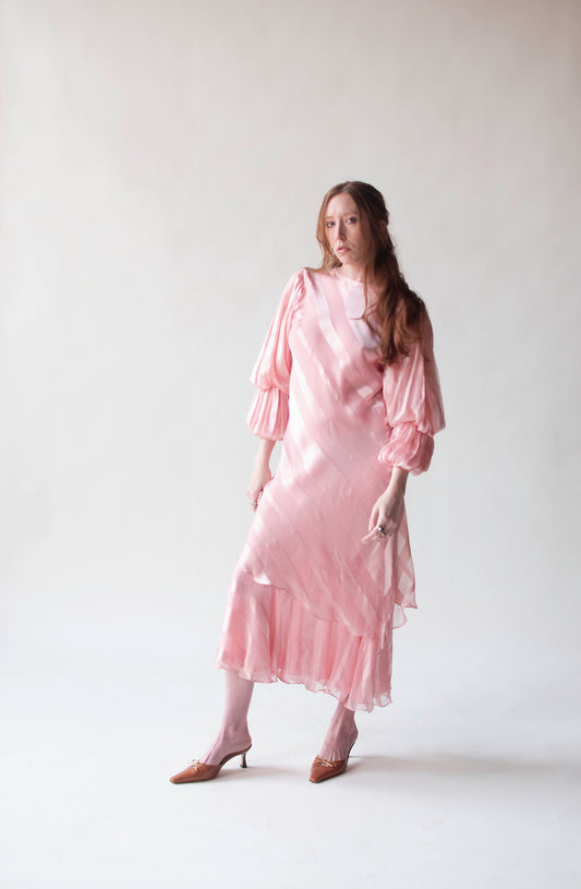 1980s Pink Silk Dress