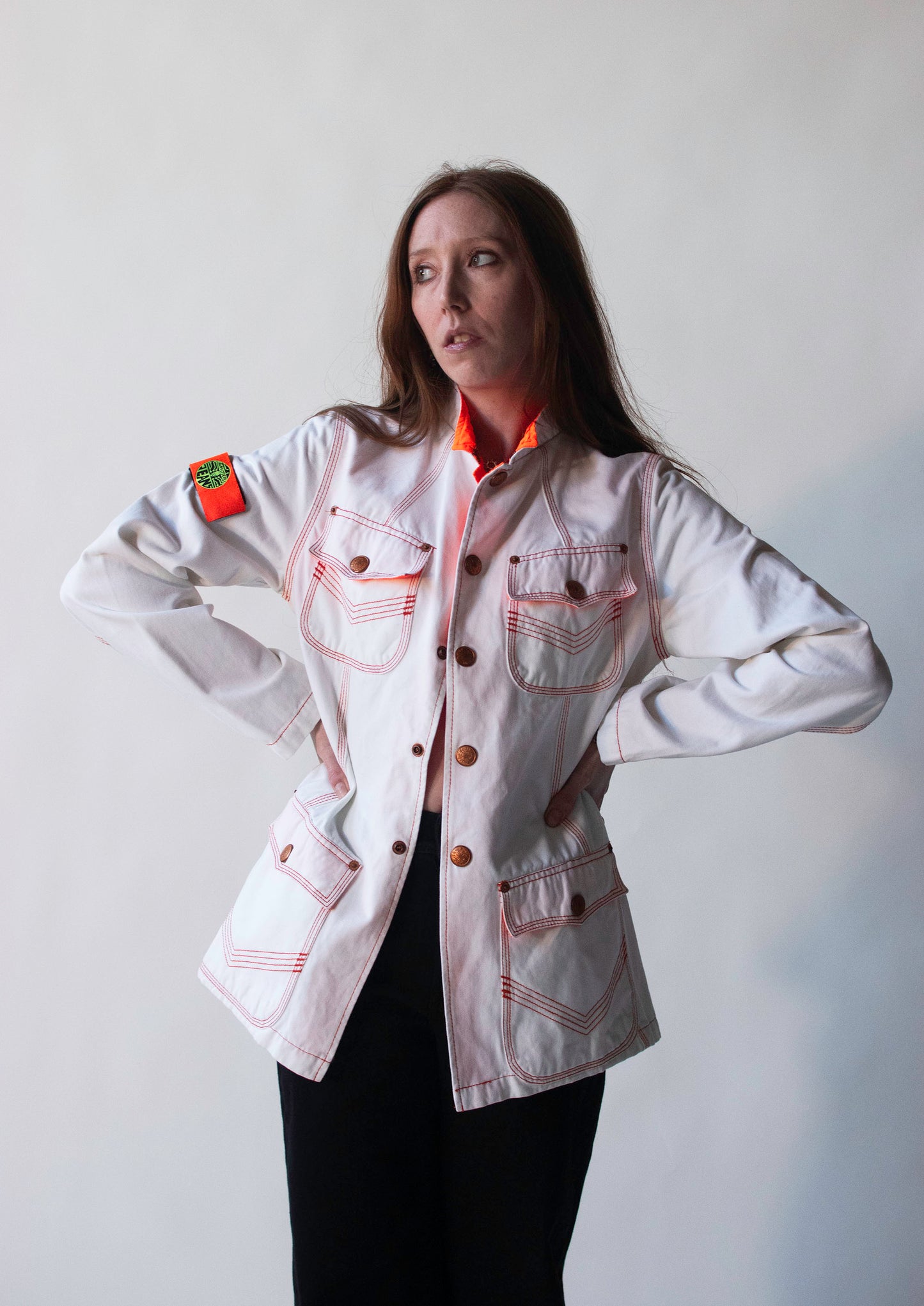 White Jacket w/ Contrast Stitching | Gaultier Jeans