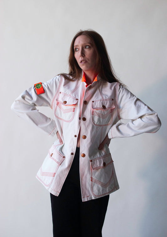 White Jacket w/ Contrast Stitching | Gaultier Jeans