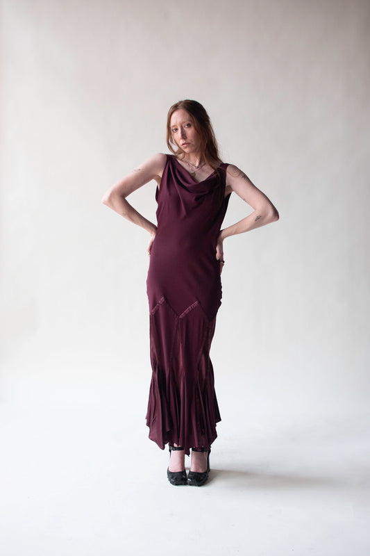 Burgundy Silk Dress | Roberto Cavalli AW 2005