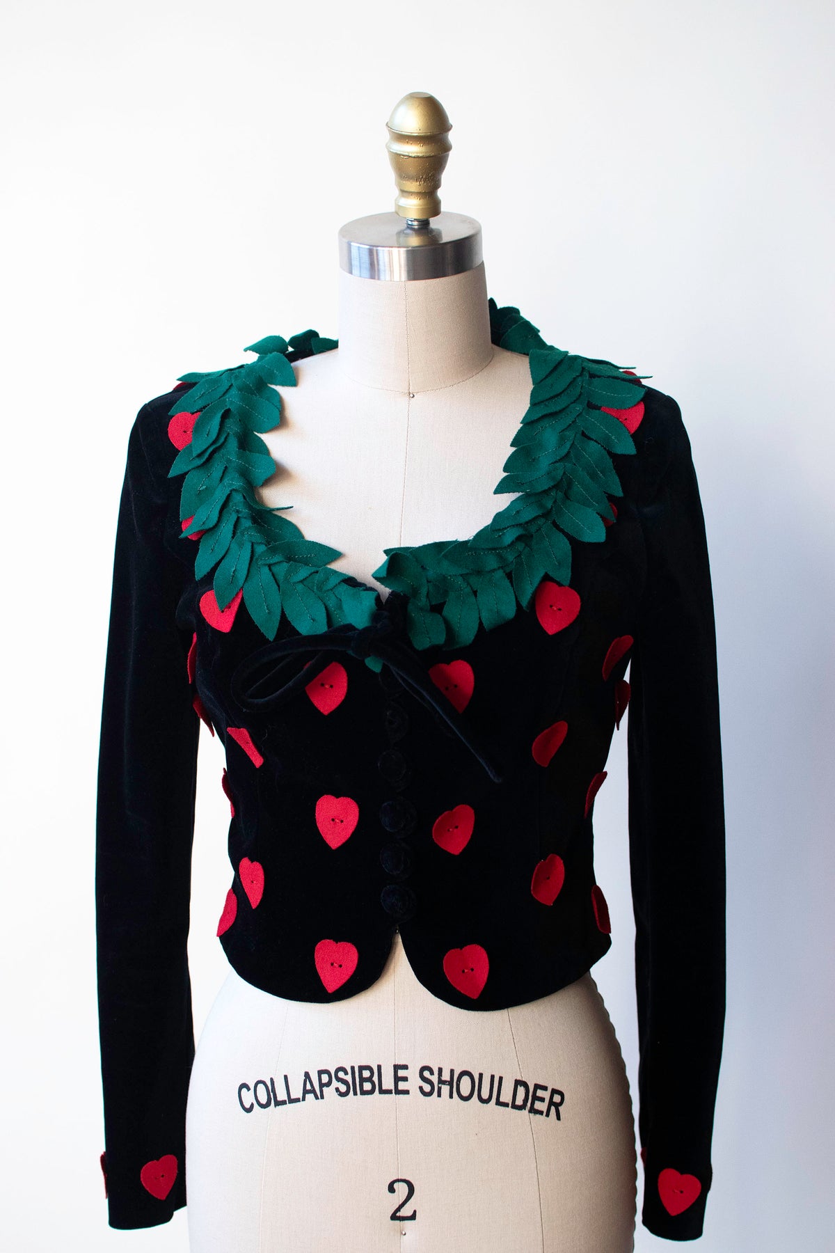 1990s Velvet Jacket W/ Felt Hearts | Moschino Cheap & Chic