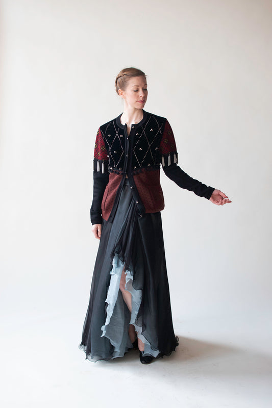 Mixed Print Embellished Cardigan | Jean Paul Gaultier FW 1988 “Les Pensionnats”