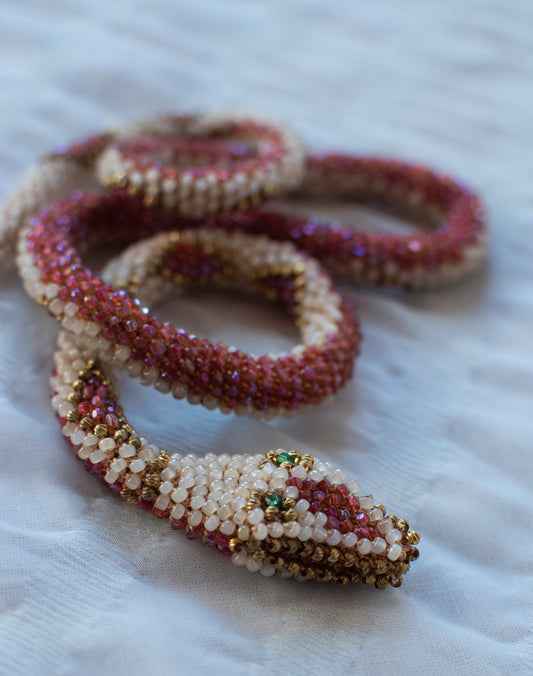 Bead Crochet Snake | Antique Pearl Diamond