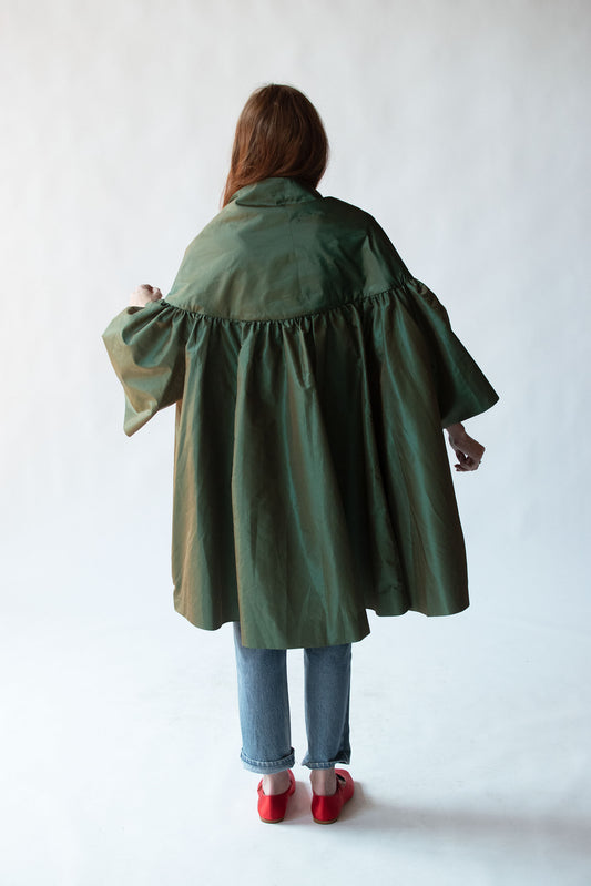 Iridescent Green Evening Coat | Victor Costa