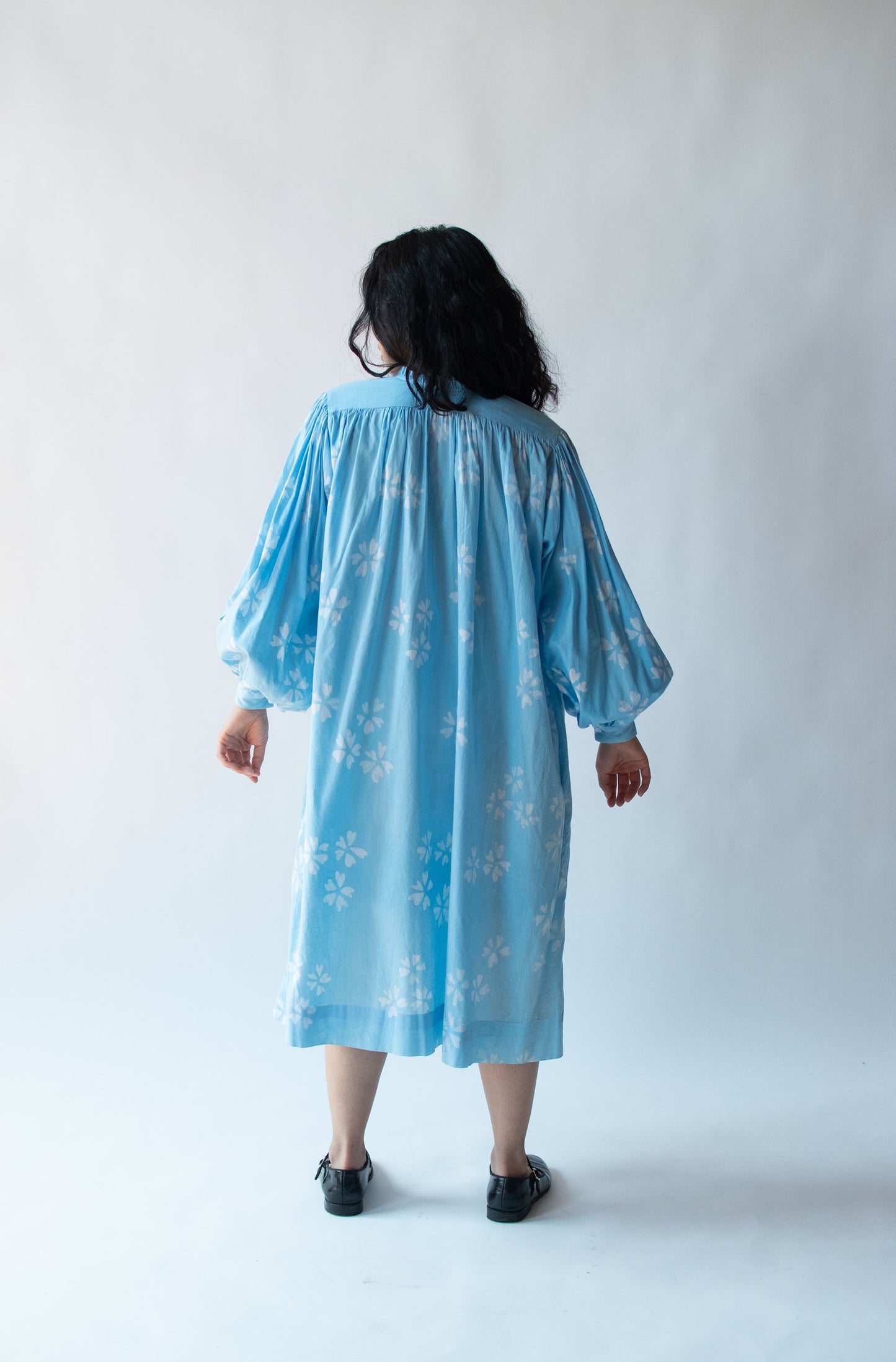 1970s Balloon Sleeve Batik Dress