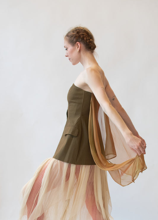 1990s Bustier w/ chiffon scarf | Paola Frani