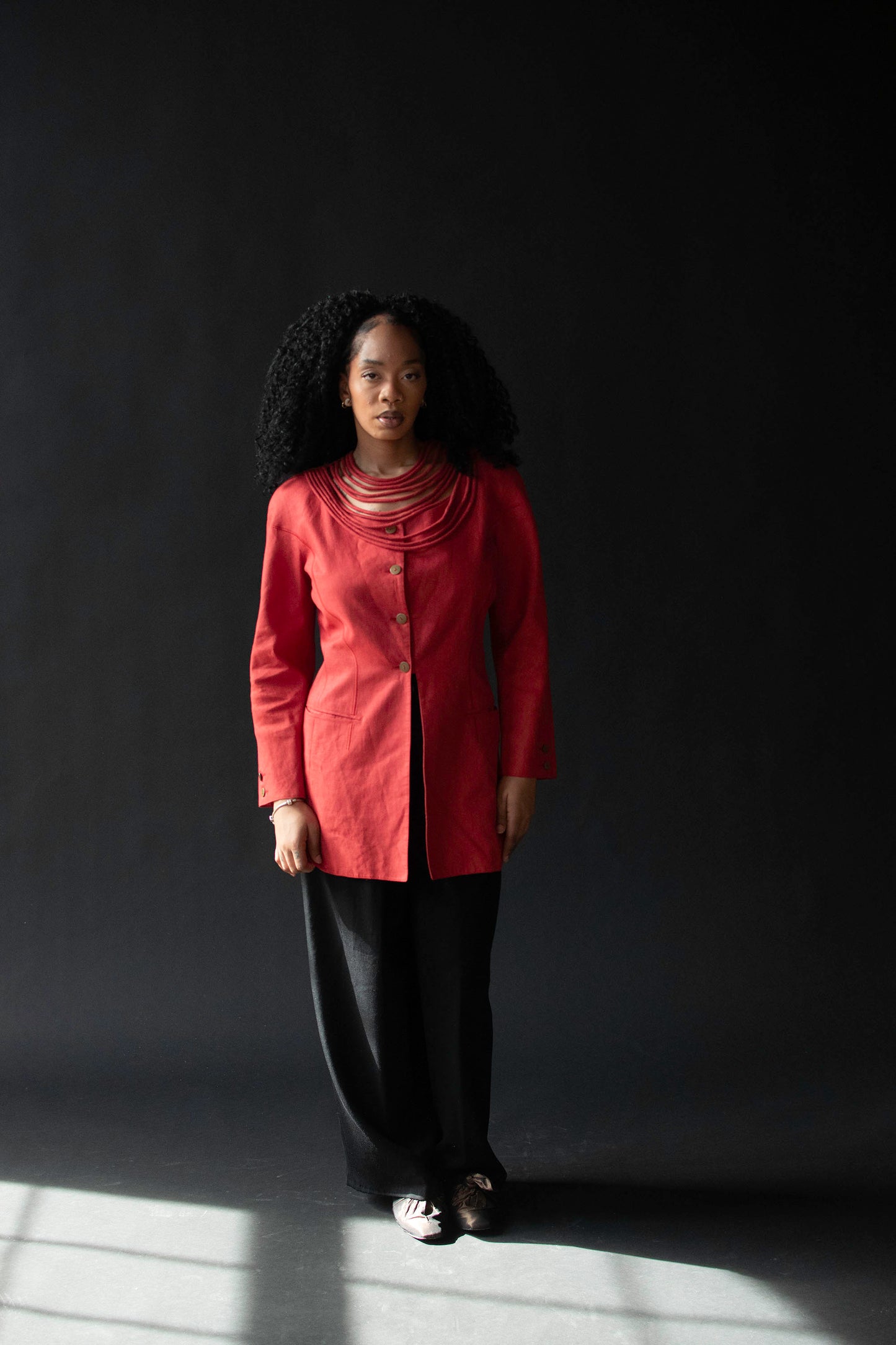 Red Linen Jacket | Claude Montana