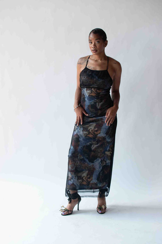 1990s Angel Print Dress