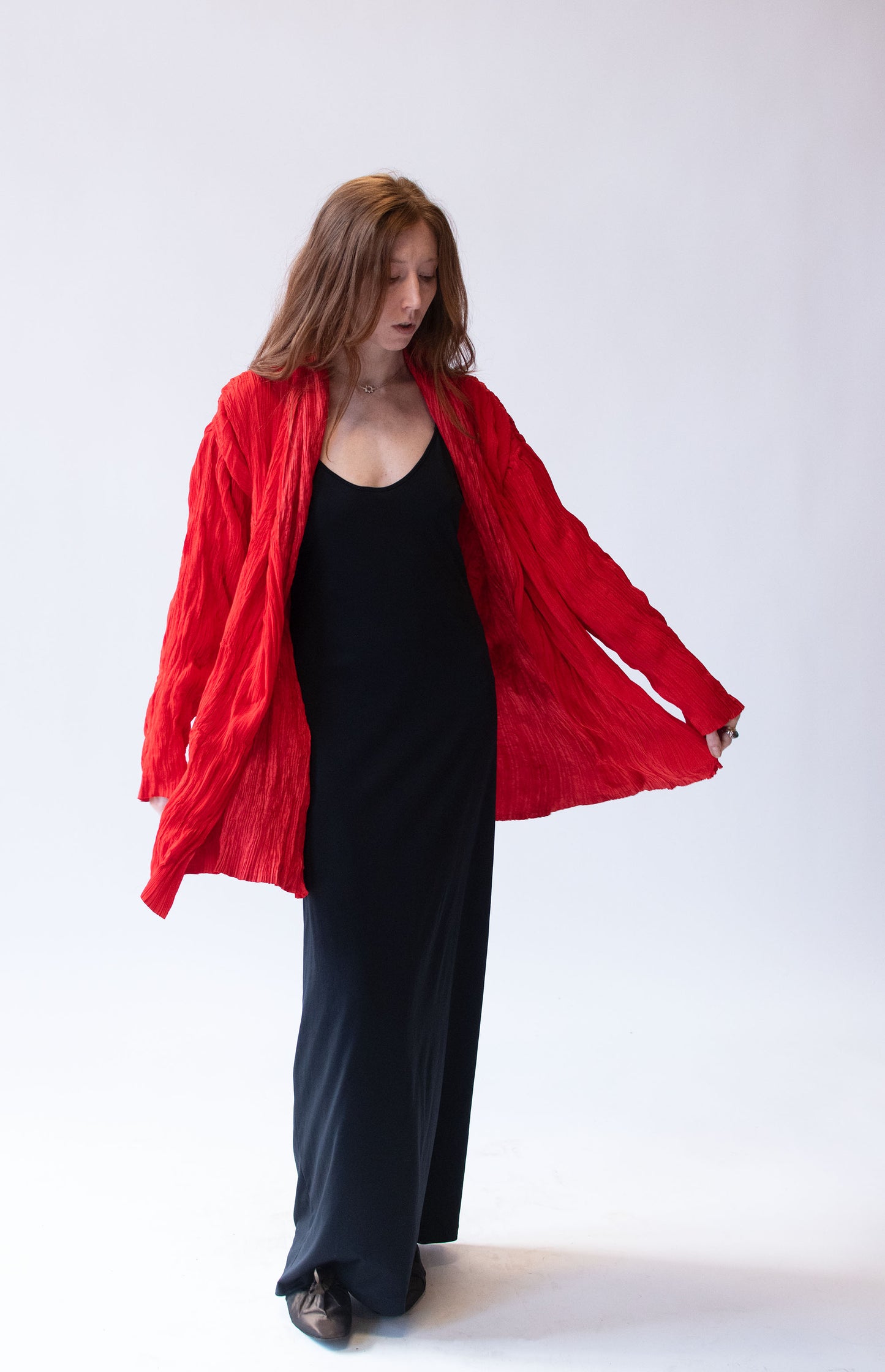 Vermillion Plisse Jacket | Issey Miyake