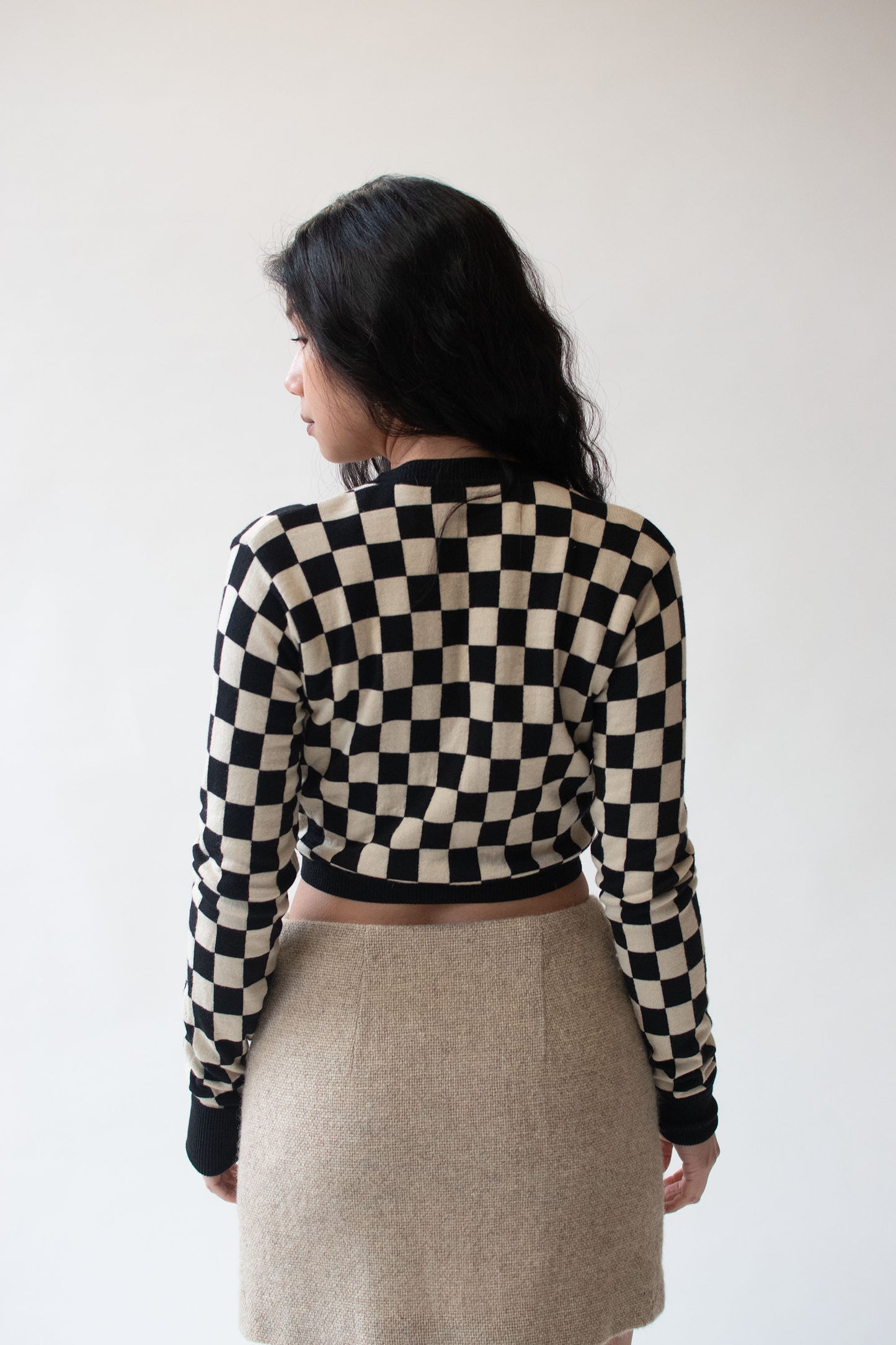 1990s Checkered Wrap Sweater | Moschino
