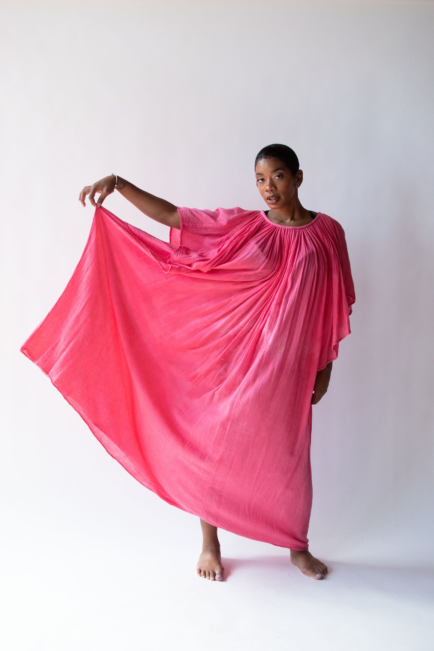 1970s Watermelon Gauze Dress
