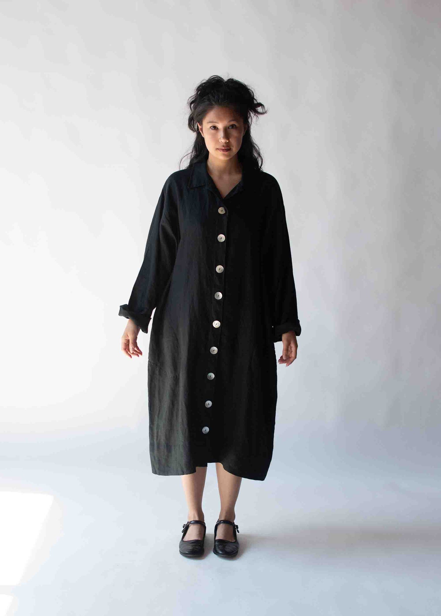 1990s Black Linen Dress