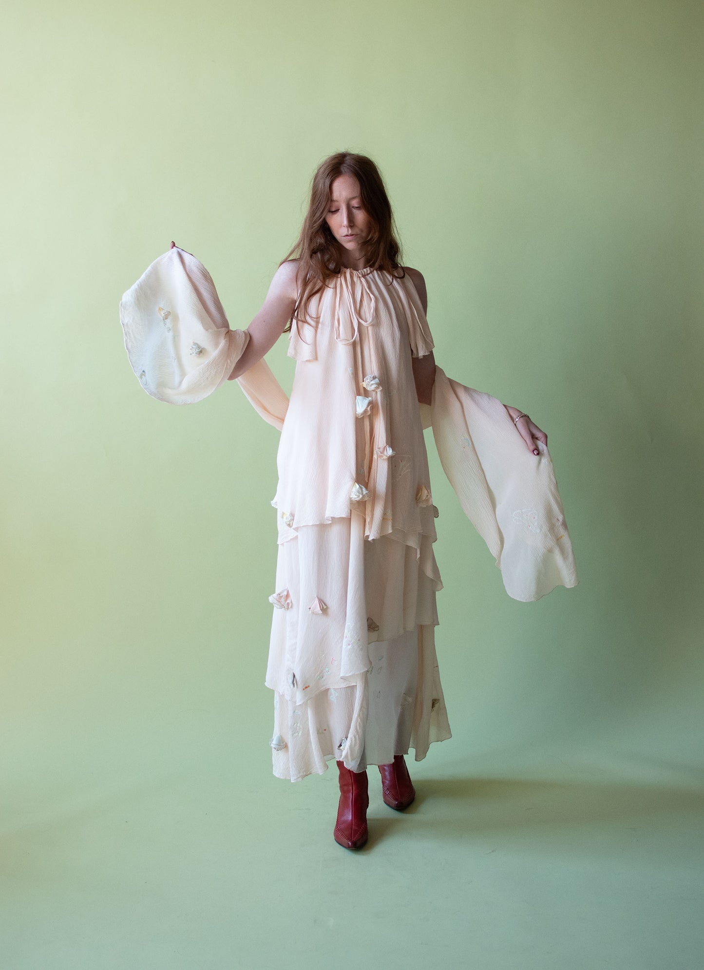 1970s Painted Chiffon Dress Set | Bobolocon