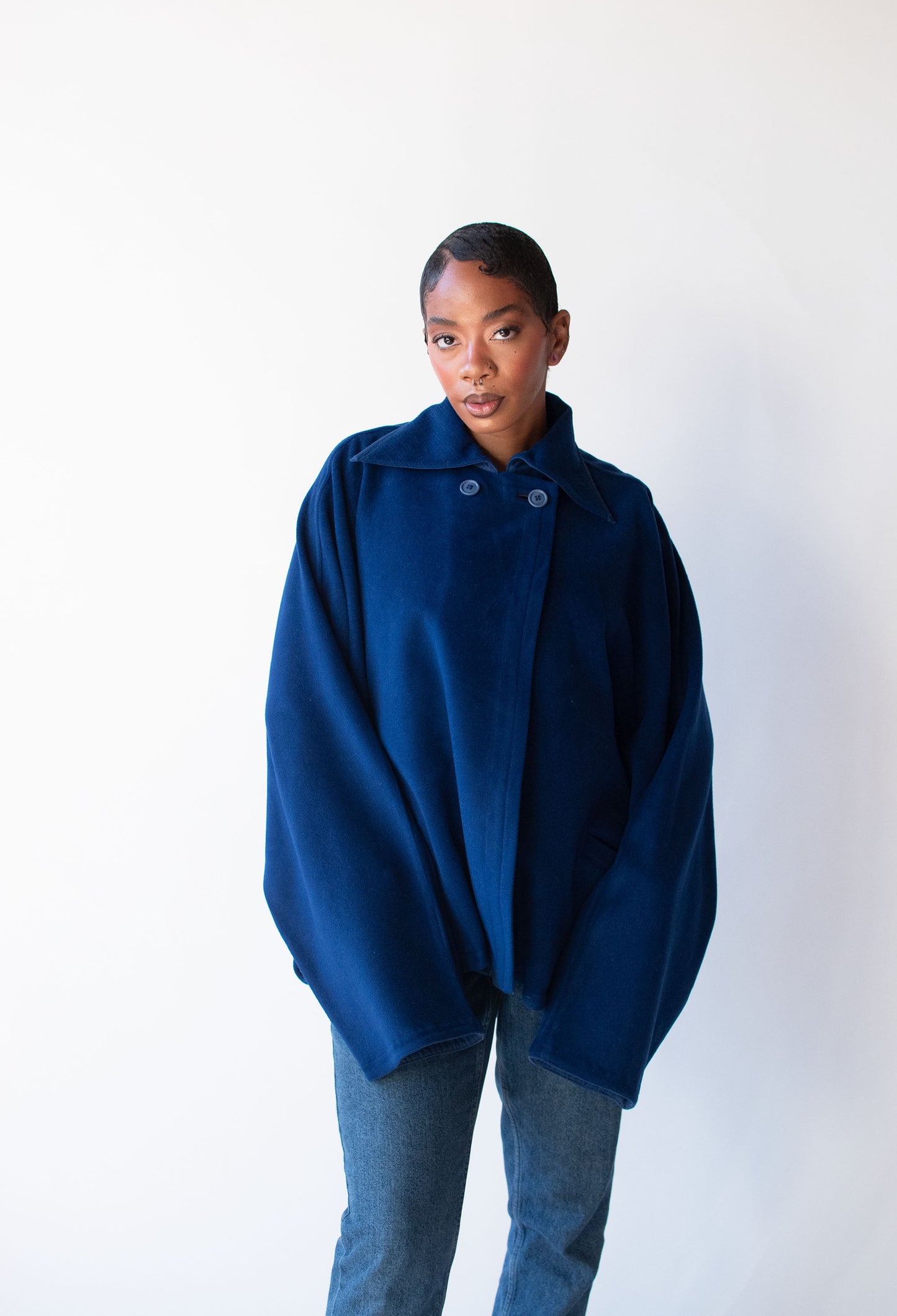 1990s Cobalt Wool Cocoon Coat