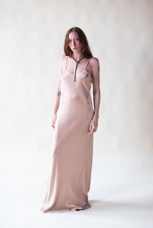 Beige Silk Slip Dress | Alberta Ferretti