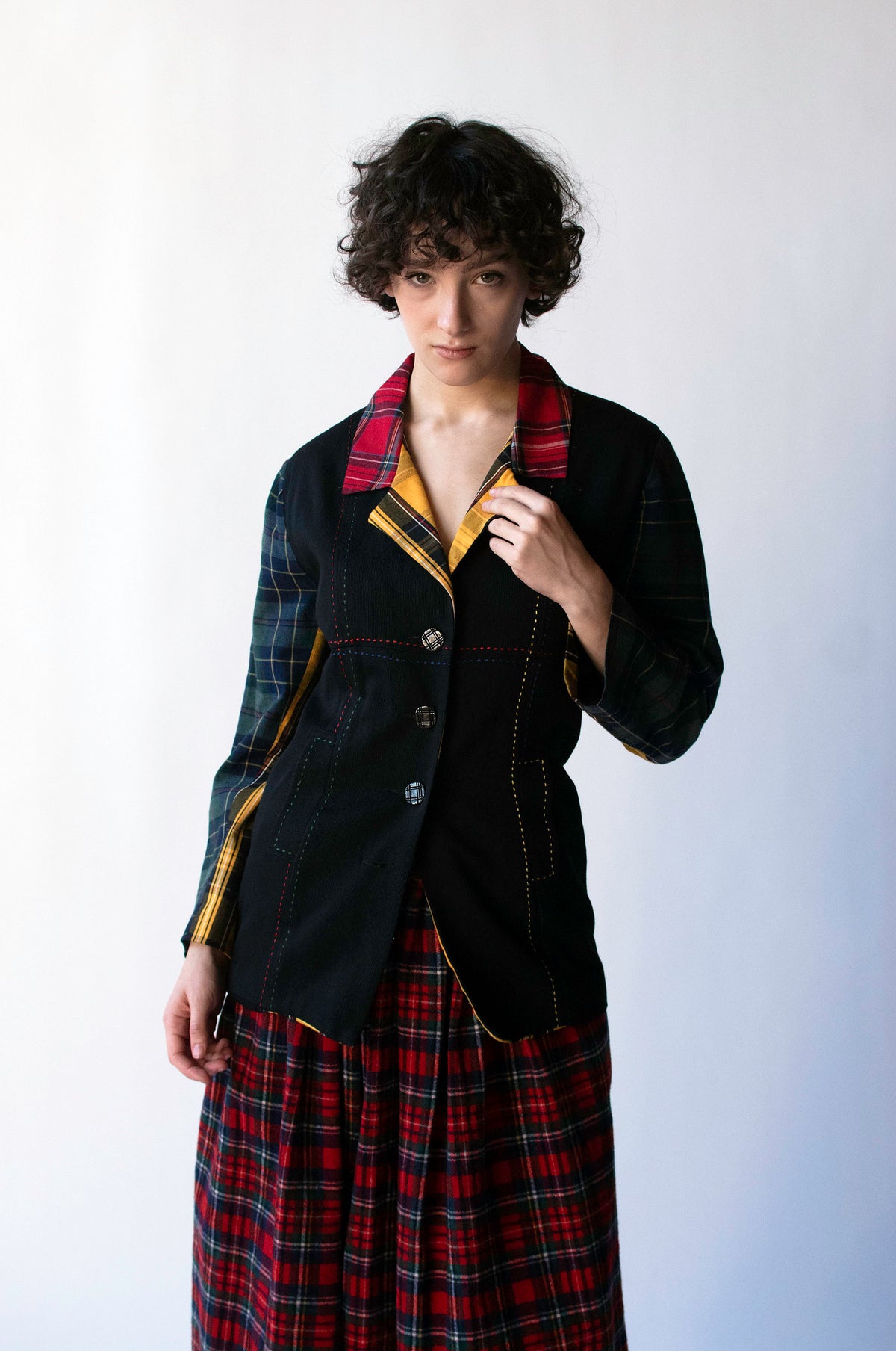 Mixed Plaid Blazer | Todd Oldham Times 7