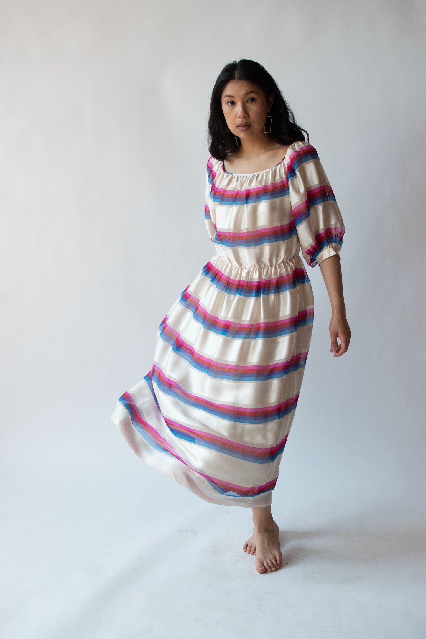 1980s Striped Silk Dress | Albert Nipon