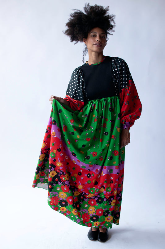 1970s Mixed Print Dress | Youth Guild
