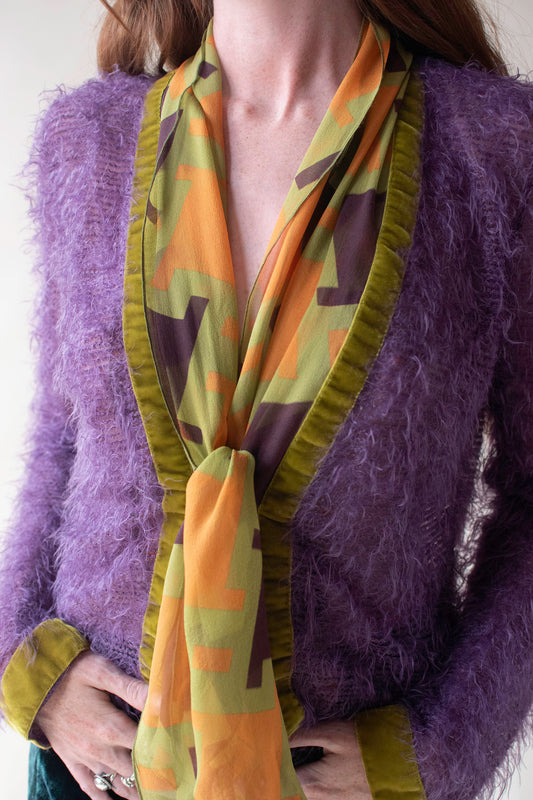 Fuzzy Lavender Cardigan | Voyage Passion