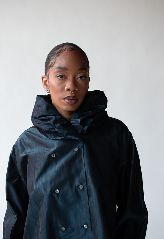 Navy Moire Blouse | Romeo Gigli FW 1990