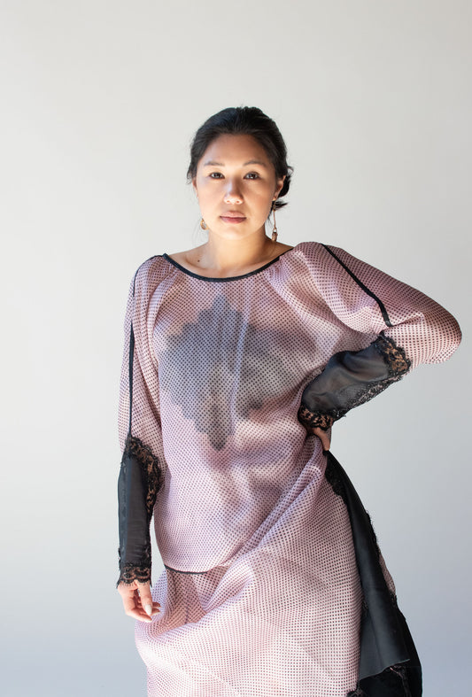 Pink and Black Organza Ensemble | Geoffrey Beene