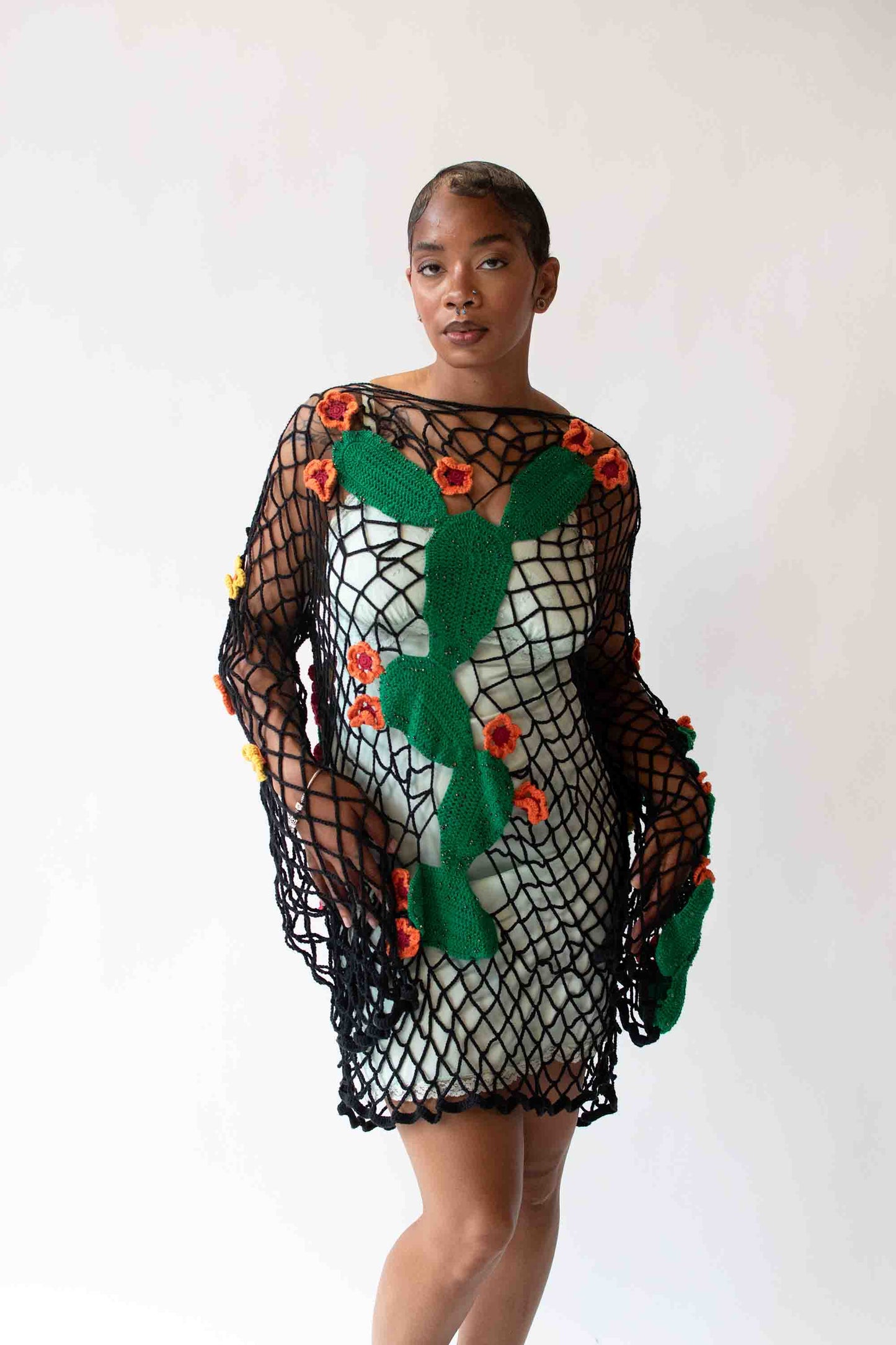 1990s - y2k Cactus Crochet Tunic | Kyoko Higa